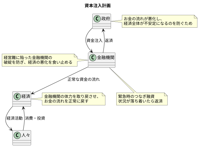 対策の変更：資本注入プログラム